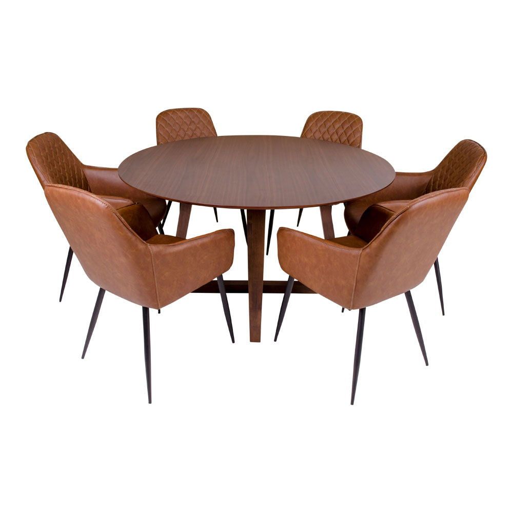 Hellerup – Runder Esstisch, MDF & Walnussfurnier, Ø137 × 76 cm